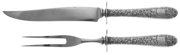 Ribbon Rose (Sterling, 1942) Small Steak 2-Piece Carving Set w/Stainless Blade