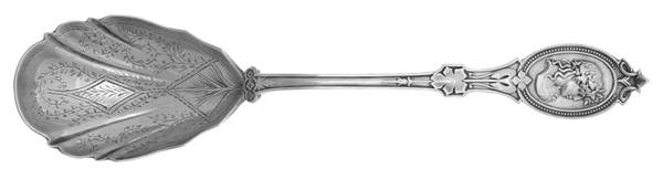Medallion (Coin) Bright Cut Preserve Spoon
