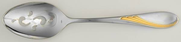 Glengarry (Gold Accent) Pierced Tablespoon (Serving Spoon)