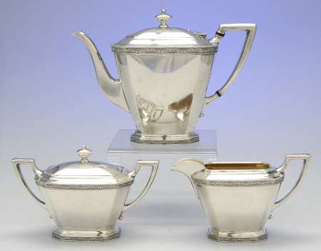 0664 (Silverplate, Hollowware) 3 Piece Tea Set (PTP, PCR, PSU)