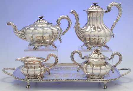 Silverplate Hollowware 5 Piece Tea Set (CP, TP, CR, SU, WT18)