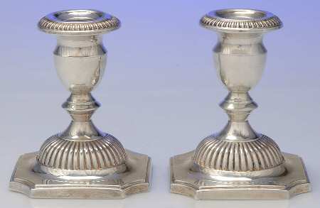 Georgian (Sterling, Hollowware) Pair of Weighted Candleholders