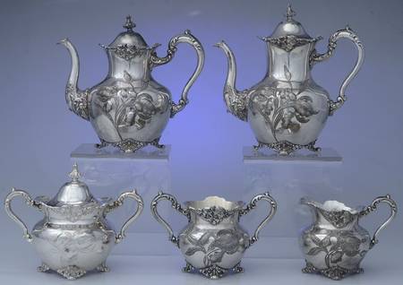 2245 (Silverplate, Hollowware) 5-Piece Plated Tea Set (with Waste)