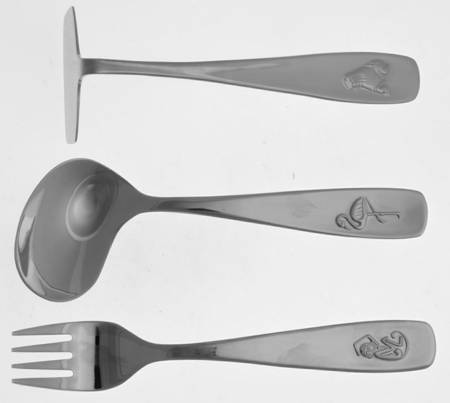 Stainless Flatware Baby Set 3 Piece (Baby Fork,Baby Spoon,Food Pusher