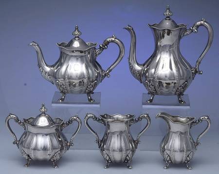 2053 (Silverplate, Hollowware) 5-Piece Plated Tea Set (with Waste)