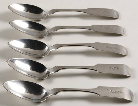 Coin Silver Flatware Tablespoon (Serving Spoon) - Set of 5