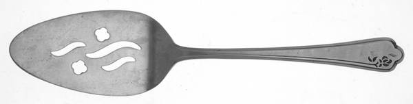 Rose Image (Stainless, Round End) Pierced All Stainless Pie Server