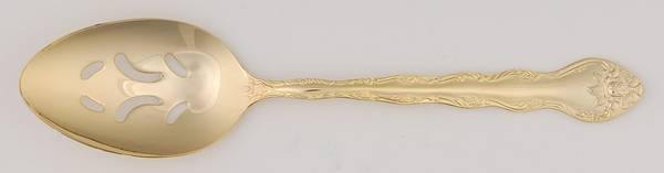 Abbey Rose (Gold Electroplate) Pierced Tablespoon (Serving Spoon)