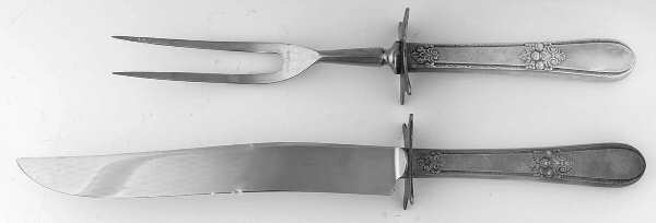 Adoration (Silverplate, No Monograms) Large 2-Piece Roast Carving Set w/Stainless Blade