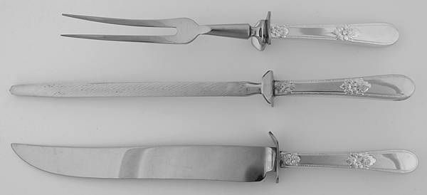 Adoration (Silverplate, No Monograms) Large 3-Piece Roast Carving Set w/ Stainless Blade