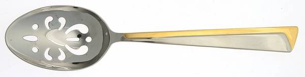 Alliance (Stainless-Gold Accent) Pierced Tablespoon (Serving Spoon)