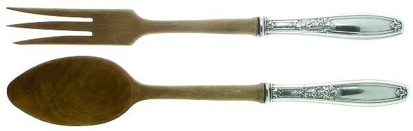 Ambassador (Silverplate, 1919) Wooden Bowl 2-Piece Salad Set