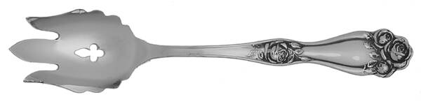 American Beauty Rose (Silverplate, 1909, s) Vegetable Serving Fork Solid  HC
