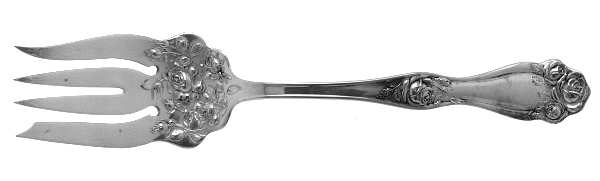 American Beauty Rose (Silverplate, 1909, s) Medium Solid Cold Meat Serving Fork