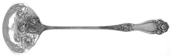 American Beauty Rose (Silverplate, 1909, s) Solid Soup Ladle