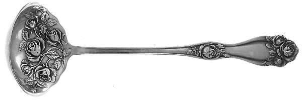 American Beauty Rose (Silverplate, 1909, s) Solid Piece Cream Ladle