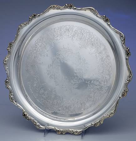 American Rose (Silverplate, Holloware) 13" 4 Toed Round Tray
