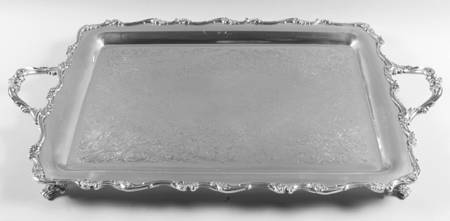 American Rose (Silverplate, Holloware) Square Footed Silverplate Tray