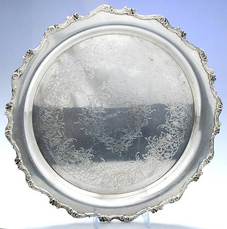 American Rose (Silverplate, Holloware) Large Round Silverplate Tray