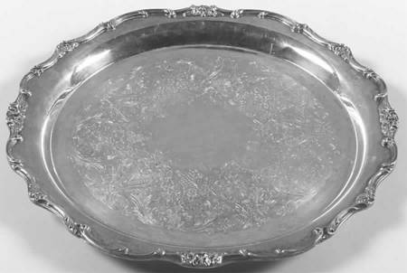 American Rose (Silverplate, Holloware) Medium Round Silverplate Tray