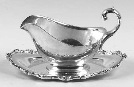 American Rose (Silverplate, Holloware) Plated Gravy Boat & Underplate