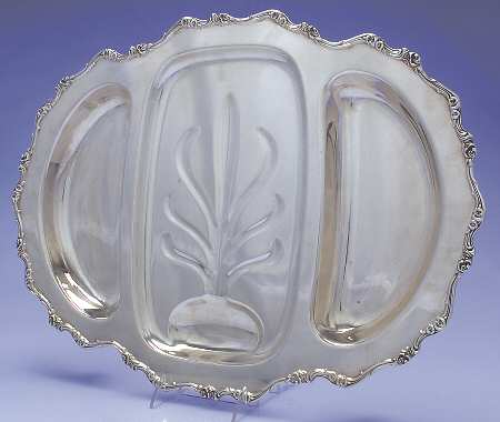 American Rose (Silverplate, Holloware) Large Plated Meat Platter-3 Part