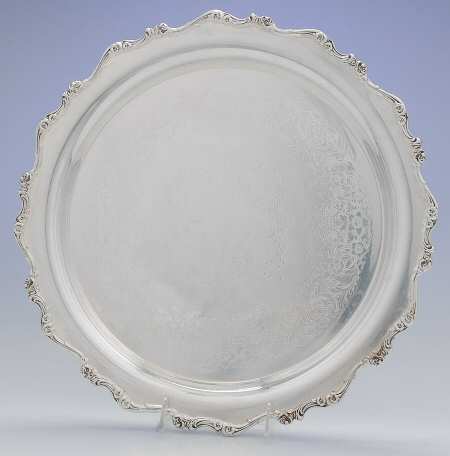 American Rose (Silverplate, Holloware) Large Round Silverplate Tray