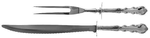 Angelique (Sterling) Large 2-Piece Roast Carving Set w/Stainless Blade
