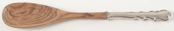 Angelique (Sterling) Salad Serving Spoon with Wooden Bowl