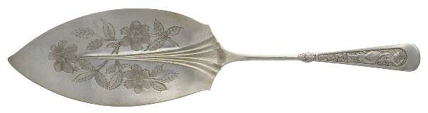 Arcadian (Silverplate, 1884) Large Solid Bright Cut Fish Serving Knife