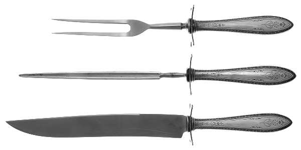 Argosy (Silverplate, 1926) Large 3-Piece Roast Carving Set w/ Stainless Blade