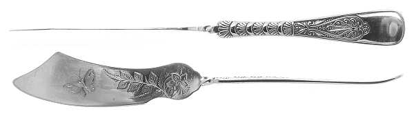 Assyrian-Greek (Silverplate, 1889) Flat Twisted Handle Master Butter Knife Bright Cut