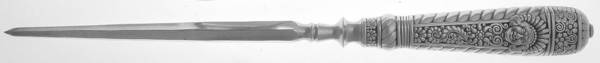 Assyrian Head (Silverplate, 1886) Large Silverplate Rod Knife Sharpener