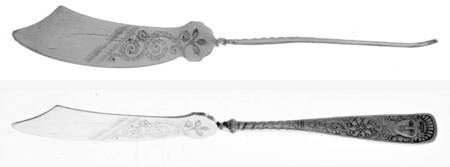 Assyrian Head (Silverplate, 1886) Flat Twisted Handle Master Butter Knife Bright Cut