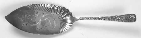 Assyrian Head (Silverplate, 1886) Large Solid Bright Cut Fish Serving Knife