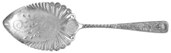 Assyrian Head (Silverplate, 1886) Large Solid Bright Cut Pie Knife