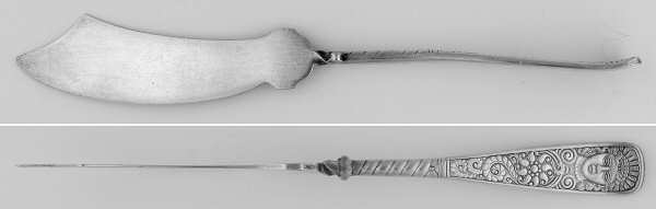 Assyrian Head (Silverplate, 1886) Flat Twisted Handle Master Butter Knife