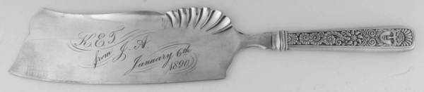 Assyrian Head (Silverplate, 1886) Large Ice Cream Slicer with Silverplate Blade