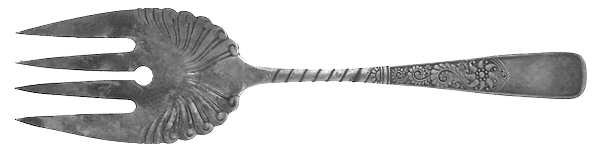 Assyrian (Silverplate, 1887, No Monograms) Large Solid Cold Meat Serving Fork