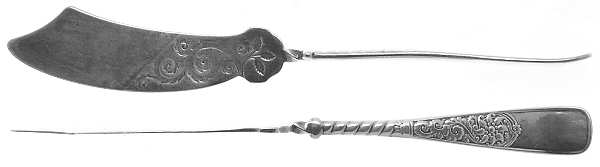 Assyrian (Silverplate, 1887, No Monograms) Flat Twisted Handle Master Butter Knife Bright Cut