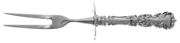 Avalon (Sterling, 1900) Lg Carving/Roast Fork-Stn Prong w/Sterling Guard