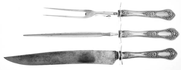 Beauty (Silverplate, 1909) Large 3-Piece Roast Carving Set w/ Stainless Blade