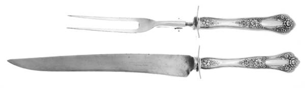 Beauty (Silverplate, 1909) Large 2-Piece Roast Carving Set w/Stainless Blade
