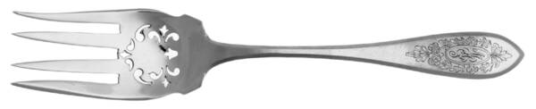 Beverly (Sterling, 1910) Monogram Medium Solid Cold Meat Serving Fork