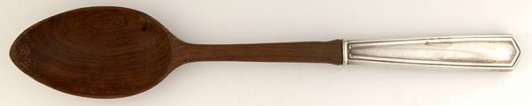 Brandon (Sterling, 1913) Salad Serving Spoon with Wooden Bowl
