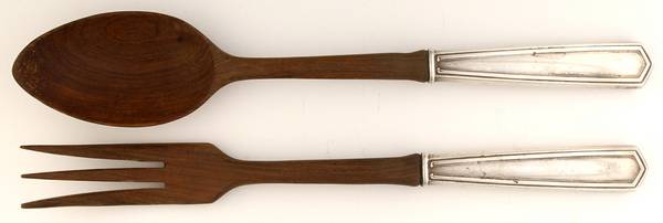 Brandon (Sterling, 1913) Wooden Bowl 2-Piece Salad Set