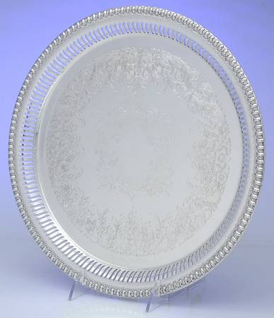 Brandon Hall (Silverplate, Hollowware) Round Silverplate Tray