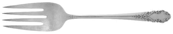 Bridal Veil (Sterling, 1950, No Monograms) Large Solid Cold Meat Serving Fork by International Silver