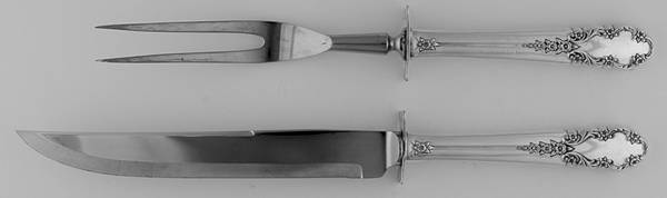 Bridal Veil (Sterling, 1950, No Monograms) Small Steak 2-Piece Carving Set w/Stainless Blade
