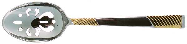 Calypso (Stainless, Gold Accent) Pierced Tablespoon (Serving Spoon)